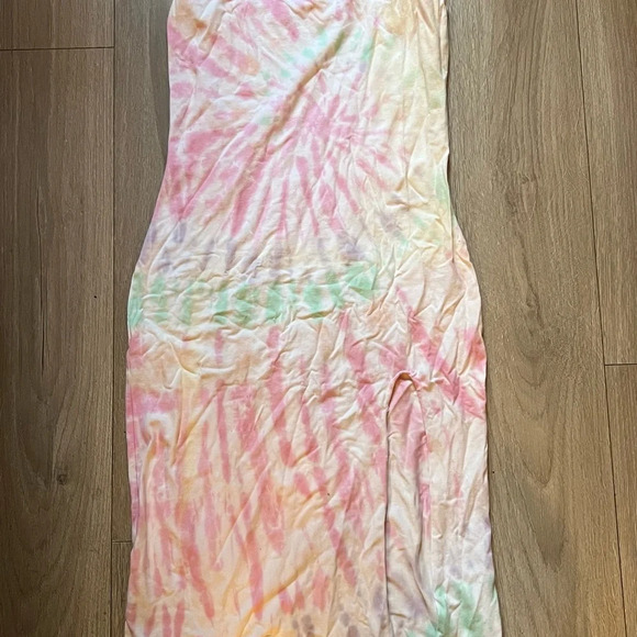 N:philanthropy Tie Dye Square Neck Fitted Midi Jersey High Slit Dress size L - Picture 9 of 9